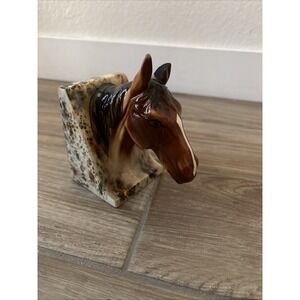 Ceramic Thoroughbred Horse Head Bookend (Only 1 )Made In Japan Rare VTG 5"